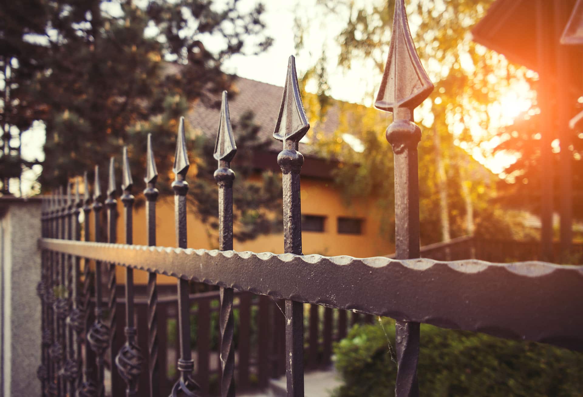 close up view of an iron fence