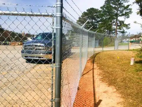 Commercial Chainlink with Barbed Wire
