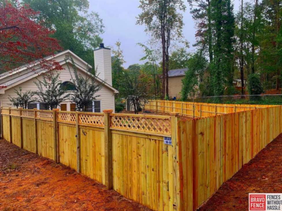 Stained wood fence